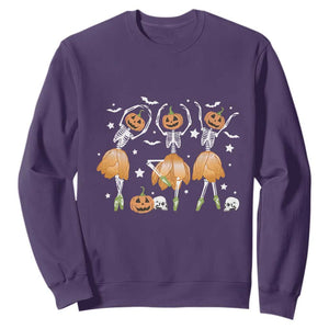 Funny Halloween Sweatshirt Ballerina Pumpkin Skeleton Pumpkin Flower TS11 Purple Print Your Wear