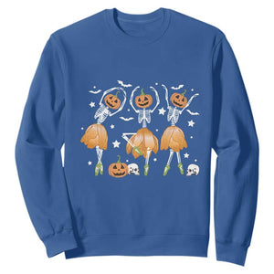 Funny Halloween Sweatshirt Ballerina Pumpkin Skeleton Pumpkin Flower TS11 Royal Blue Print Your Wear