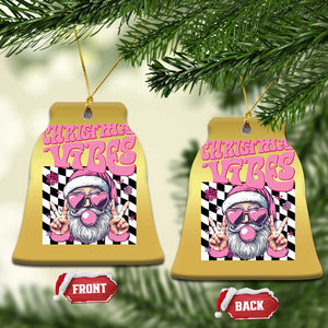 Funny Pink Santa Christmas Christmas Ornament Christmas Vibes Checkboard TS11 Bell Flake Gold Print Your Wear