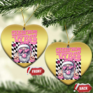 Funny Pink Santa Christmas Christmas Ornament Christmas Vibes Checkboard TS11 Heart Gold Print Your Wear