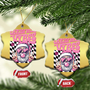 Funny Pink Santa Christmas Christmas Ornament Christmas Vibes Checkboard TS11 Snow Flake Gold Print Your Wear