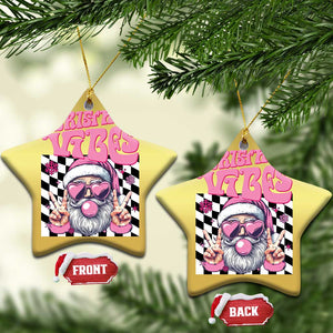 Funny Pink Santa Christmas Christmas Ornament Christmas Vibes Checkboard TS11 Star Gold Print Your Wear