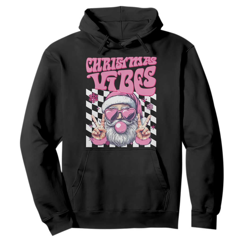 Funny Pink Santa Christmas Hoodie Christmas Vibes Checkboard TS11 Black Print Your Wear