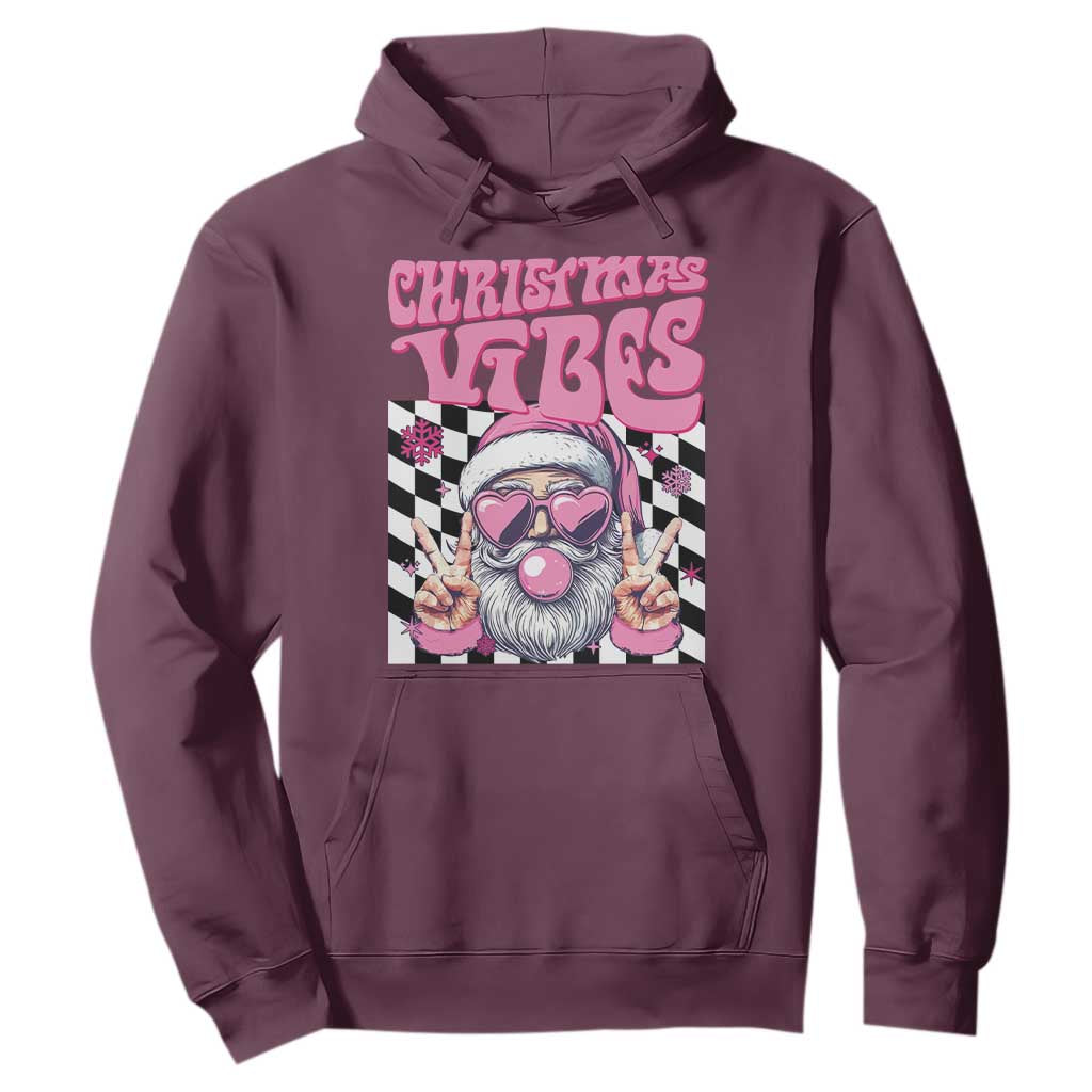 Funny Pink Santa Christmas Hoodie Christmas Vibes Checkboard TS11 Maroon Print Your Wear