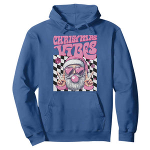 Funny Pink Santa Christmas Hoodie Christmas Vibes Checkboard TS11 Royal Blue Print Your Wear
