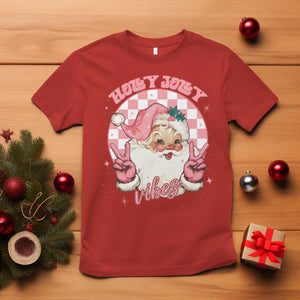 Funny Christmas T Shirt Holly Jolly Vibes Retro Pink Santa TS11 Red Print Your Wear