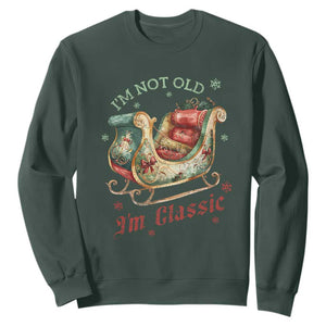 Funny I'm Not Old I'm Classic Sweatshirt Vintage Santa Sleigh Christmas TS11 Dark Forest Green Print Your Wear