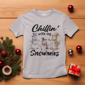 Funny Christmas T Shirt Chilln' With My Snowmies Plaid Snowman TS11 Ice Gray Print Your Wear