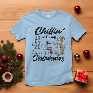 Funny Christmas T Shirt Chilln' With My Snowmies Plaid Snowman TS11 Light Blue Print Your Wear