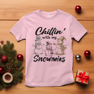 Funny Christmas T Shirt Chilln' With My Snowmies Plaid Snowman TS11 Light Pink Print Your Wear