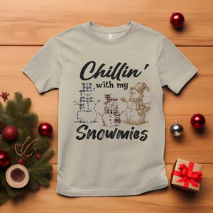 Funny Christmas T Shirt Chilln' With My Snowmies Plaid Snowman TS11 Sand Print Your Wear