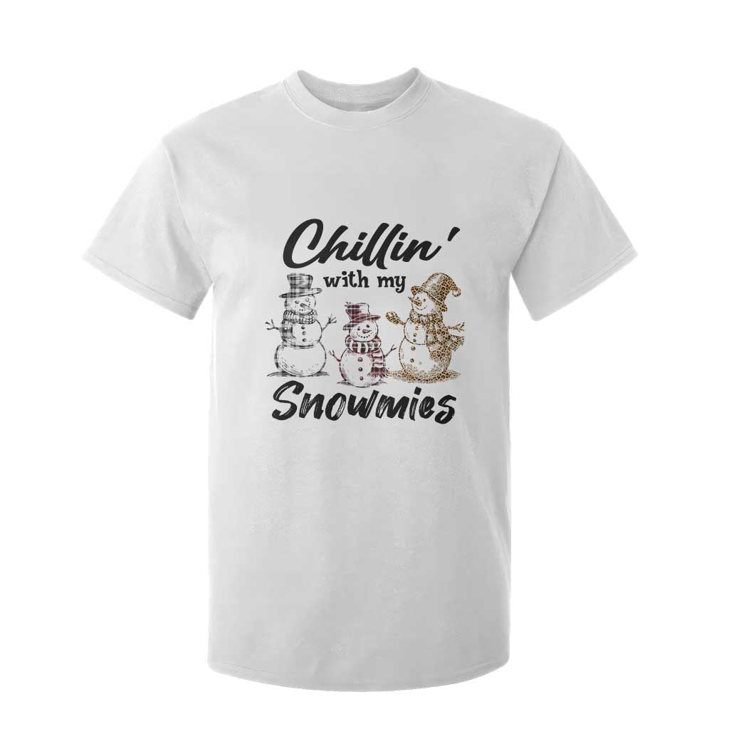 Funny Christmas T Shirt For Kid Chilln' With My Snowmies Plaid Snowman TS11 White Print Your Wear