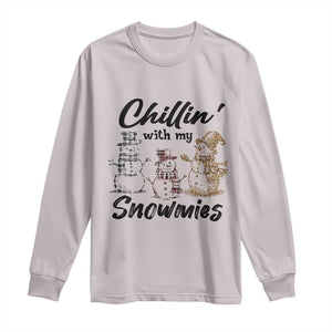 Funny Christmas Long Sleeve Shirt Chilln' With My Snowmies Plaid Snowman TS11 Ice Gray Print Your Wear