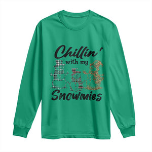 Funny Christmas Long Sleeve Shirt Chilln' With My Snowmies Plaid Snowman TS11 Irish Green Print Your Wear