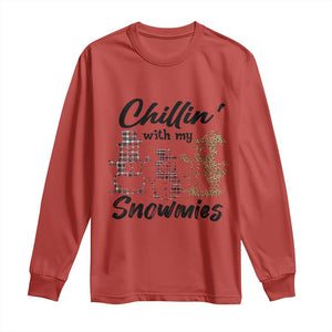 Funny Christmas Long Sleeve Shirt Chilln' With My Snowmies Plaid Snowman TS11 Red Print Your Wear