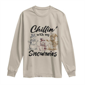 Funny Christmas Long Sleeve Shirt Chilln' With My Snowmies Plaid Snowman TS11 Sand Print Your Wear