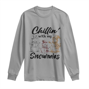 Funny Christmas Long Sleeve Shirt Chilln' With My Snowmies Plaid Snowman TS11 Sport Gray Print Your Wear