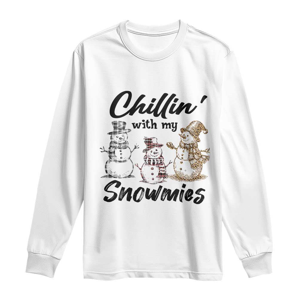 Funny Christmas Long Sleeve Shirt Chilln' With My Snowmies Plaid Snowman TS11 White Print Your Wear