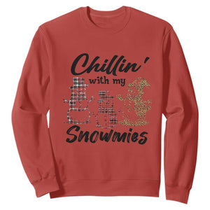 Funny Christmas Sweatshirt Chilln' With My Snowmies Plaid Snowman TS11 Red Print Your Wear