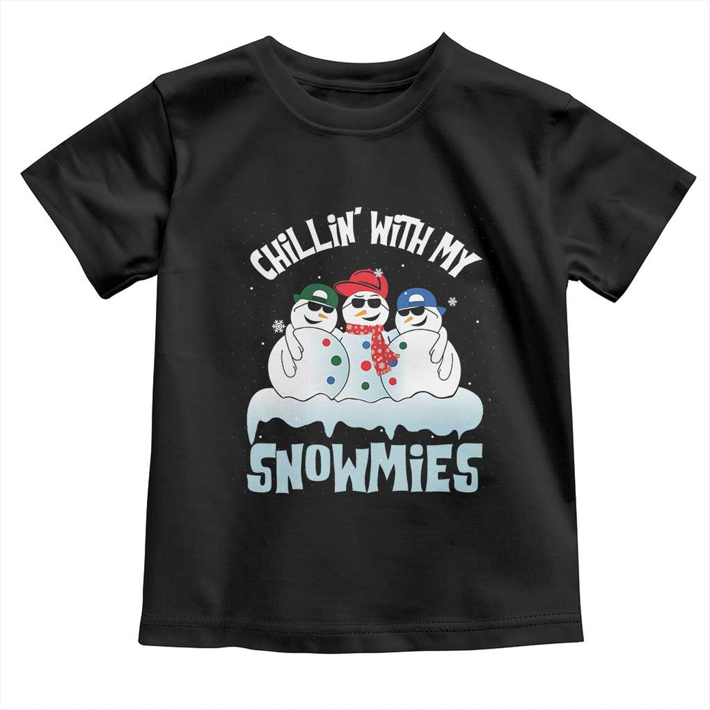 Funny Christmas Snowman Baby Shirt Chillin' With My Snowmies Squad TS11 Black Print Your Wear