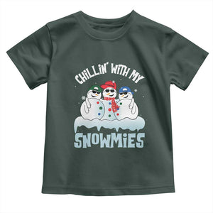 Funny Christmas Snowman Baby Shirt Chillin' With My Snowmies Squad TS11 Dark Forest Green Print Your Wear