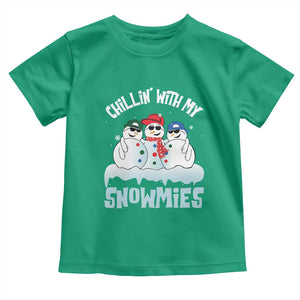 Funny Christmas Snowman Baby Shirt Chillin' With My Snowmies Squad TS11 Irish Green Print Your Wear