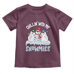 Funny Christmas Snowman Baby Shirt Chillin' With My Snowmies Squad TS11 Maroon Print Your Wear