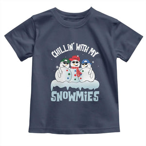 Funny Christmas Snowman Baby Shirt Chillin' With My Snowmies Squad TS11 Navy Print Your Wear