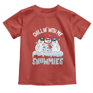 Funny Christmas Snowman Baby Shirt Chillin' With My Snowmies Squad TS11 Red Print Your Wear