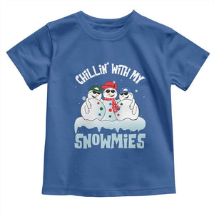 Funny Christmas Snowman Baby Shirt Chillin' With My Snowmies Squad TS11 Royal Blue Print Your Wear