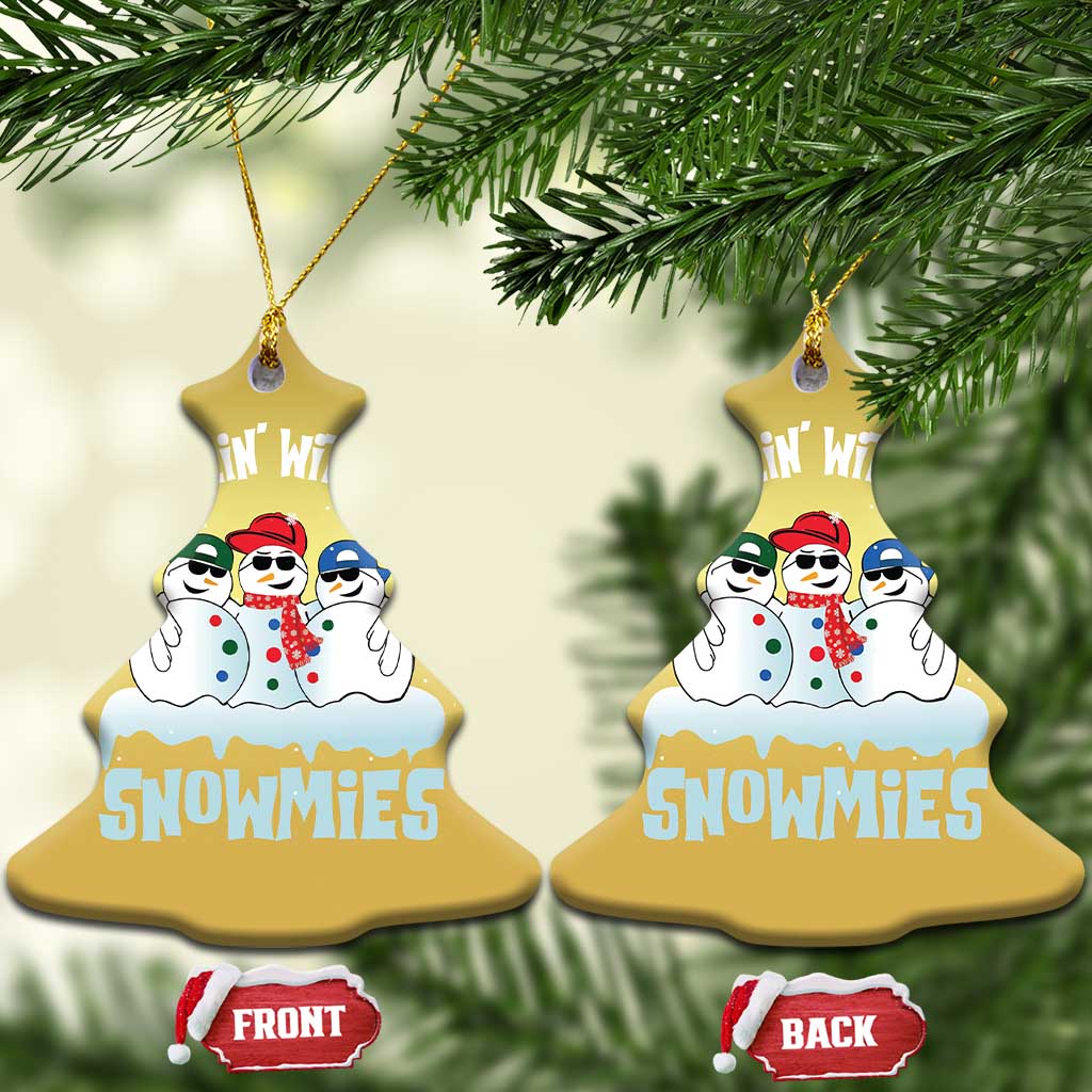 Funny Christmas Snowman Christmas Ornament Chillin' With My Snowmies Squad TS11 Christmas Tree Gold Print Your Wear