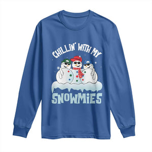 Funny Christmas Snowman Long Sleeve Shirt Chillin' With My Snowmies Squad TS11 Royal Blue Print Your Wear