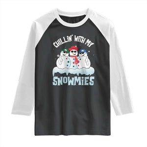 Funny Christmas Snowman Raglan Shirt Chillin' With My Snowmies Squad TS11 Black White Print Your Wear