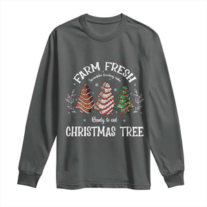 Christmas Tree Cake Long Sleeve Shirt Farm Fresh Sprinkles Frosting Ready To Eat Xmas Baking TS11 Dark Heather Print Your Wear