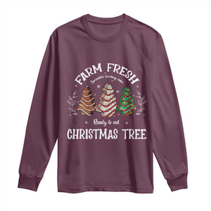 Christmas Tree Cake Long Sleeve Shirt Farm Fresh Sprinkles Frosting Ready To Eat Xmas Baking TS11 Maroon Print Your Wear