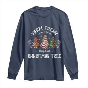 Christmas Tree Cake Long Sleeve Shirt Farm Fresh Sprinkles Frosting Ready To Eat Xmas Baking TS11 Navy Print Your Wear