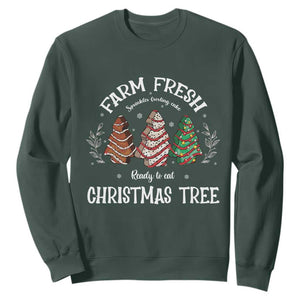 Christmas Tree Cake Sweatshirt Farm Fresh Sprinkles Frosting Ready To Eat Xmas Baking TS11 Dark Forest Green Print Your Wear