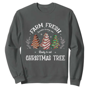 Christmas Tree Cake Sweatshirt Farm Fresh Sprinkles Frosting Ready To Eat Xmas Baking TS11 Dark Heather Print Your Wear