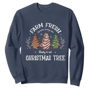 Christmas Tree Cake Sweatshirt Farm Fresh Sprinkles Frosting Ready To Eat Xmas Baking TS11 Navy Print Your Wear