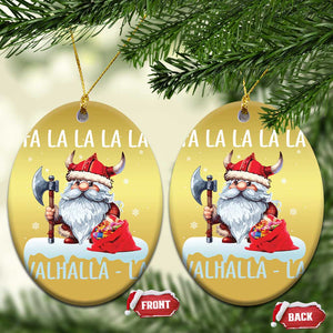 Viking Xmas Christmas Ornament Fa La La La Valhalla La Viking Santa Gnome TS11 Oval Gold Print Your Wear