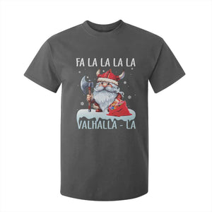 Viking Christmas T Shirt For Kid Fa La La La Valhalla La Viking Santa Gnome TS11 Dark Heather Print Your Wear