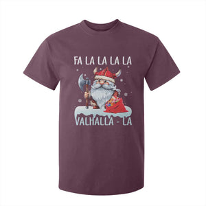 Viking Christmas T Shirt For Kid Fa La La La Valhalla La Viking Santa Gnome TS11 Maroon Print Your Wear