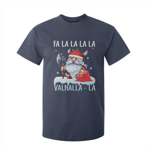 Viking Christmas T Shirt For Kid Fa La La La Valhalla La Viking Santa Gnome TS11 Navy Print Your Wear