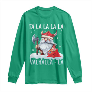 Viking Christmas Long Sleeve Shirt Fa La La La Valhalla La Viking Santa Gnome TS11 Irish Green Print Your Wear