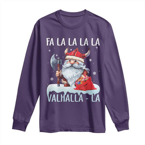 Viking Christmas Long Sleeve Shirt Fa La La La Valhalla La Viking Santa Gnome TS11 Purple Print Your Wear