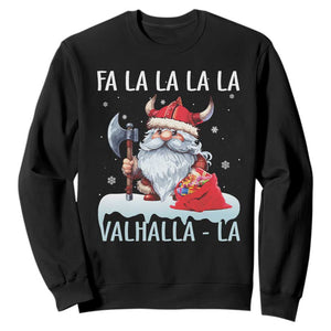 Viking Christmas Sweatshirt Fa La La La Valhalla La Viking Santa Gnome TS11 Black Print Your Wear