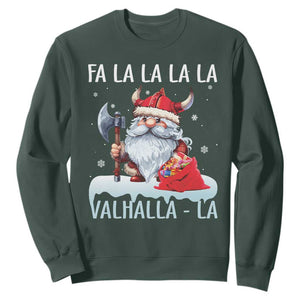 Viking Christmas Sweatshirt Fa La La La Valhalla La Viking Santa Gnome TS11 Dark Forest Green Print Your Wear