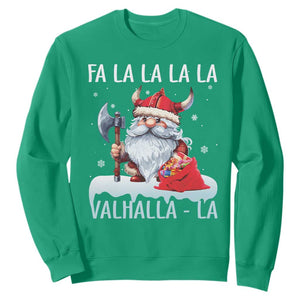 Viking Christmas Sweatshirt Fa La La La Valhalla La Viking Santa Gnome TS11 Irish Green Print Your Wear