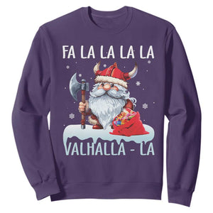 Viking Christmas Sweatshirt Fa La La La Valhalla La Viking Santa Gnome TS11 Purple Print Your Wear