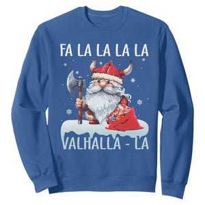 Viking Christmas Sweatshirt Fa La La La Valhalla La Viking Santa Gnome TS11 Royal Blue Print Your Wear